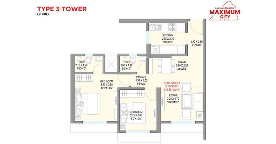 Raunak Maximum City Thane Floor Plan